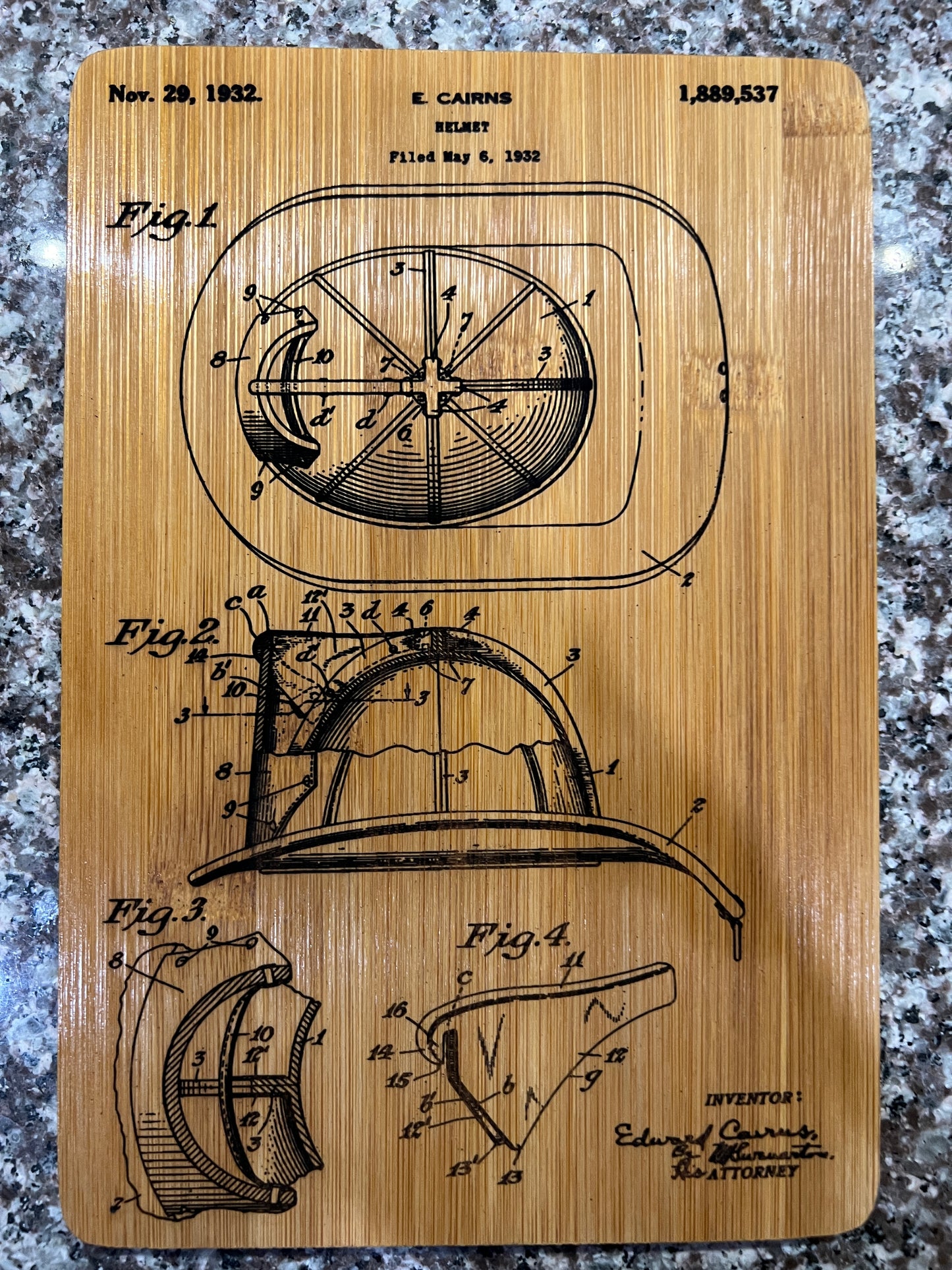 Cairns Fire Helmet Patent